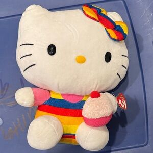 Ty Hello Kitty Plush with Rainbow Stripes